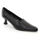 Womens Alessia Novelli Tapered Toe Pumps 37 / 7 Black Leather Slip On Heel Shoes