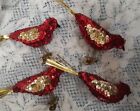 New ListingAvon Red Sequined Clip On Christmas Ornament Birds Set Of 4 Vintage 1999