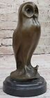 Bronze Marble Base Owl Bird Sculpture Statue Figure Art Deco Hot Cast Figurine