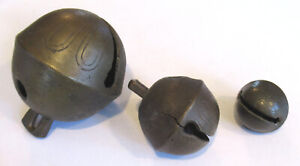 Lot of 3 Vtg Brass Crotal Bells Harness Sleigh Cow Goat