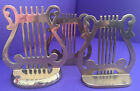 Lot of 3 Harp Solid Brass Book Ends Musical Symbols Lyre Celtic Bookends SALE!