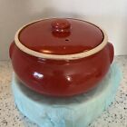 Early Deep Rose UHL Pottery Covered Casserole Serving Dish Huntingburg, Indiana
