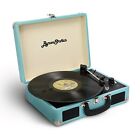 New ListingVinyl Record Player,Portable Vintage Suitcase,3 Speed 2 Stereo Speakers Teal