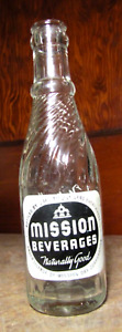 Mission Beverages ACL 7 oz Soda Pop Art Deco Bottle Sparkling Mint