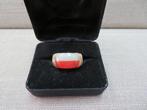 14k Solid Y. Gold Jadeite Jade Band Ring Size 7.25 - 6.03 Grams