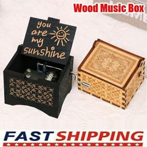 'You Are My Sunshine' Retro Wooden Hand Cranked Music Box Kids Birthday Gifts
