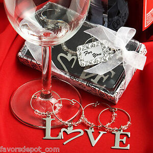 1 Love wine bottle charms set bridal shower wedding favor bridesmaid gift favors