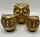 VINTAGE 3 SOLID BRASS OWL TRIO Made in India