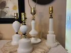 Vintage White Milk Glass Hobnail Boudoir Table Lamps Choice of One