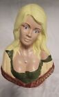 Holland Mold Blonde Gypsy Pirate Woman Wench Bust Ceramic Blue Eyes Vintage