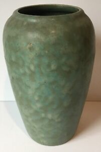 New ListingVintage 1930s Brush McCoy Art Vellum Glaze 8” Vase Matte Mottled Green