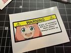 Anya Mock Warning Label -  Sticker Decal Jdm - Forger Spy Fam Anime Peeker