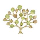 Green and Brown Crystal Tree of Life Brooch Pin - PRF517