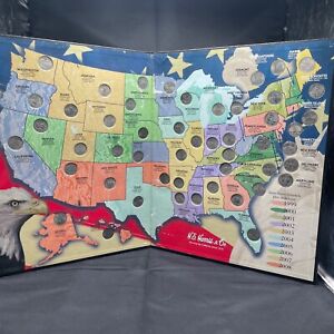H.E Harris & Co Statehood Quarters 1999-2008 Collection Map Complete Full Set