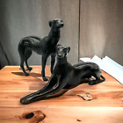 Vintage Metal Bronze Brass Greyhound Whippet Dog Figure Statue Sculpture Set