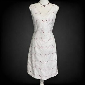 vintage 90s y2k white floral embroidered fairy coquette boho midi wrap dress M