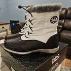 Totes Adele womens waterproof shearling winter boots white size 10 NWT