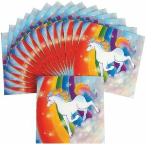 16 Piece Colorful Rainbow Colors Unicorn 3-Ply Napkins Party Favors - CLOSEOUT
