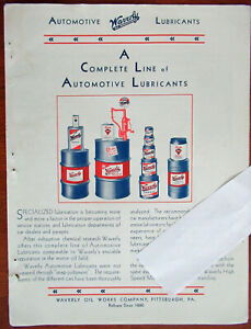 Vintage 1932 WAVERLY Oil Lubricants Sales Product Brochure Catalog 1930