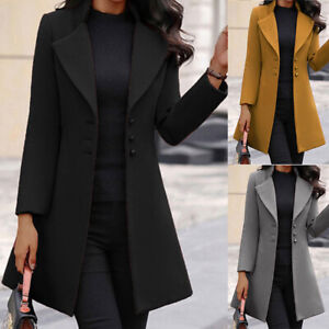 Slim Women Long Jacket Coat Outwear Wool Winter Trench Warm Parka Overcoat Us
