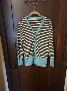 EUC Hipster Row Men's Snap Front Striped Stretch Cardigan Top Size Small