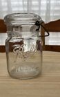 Vintage BALL IDEAL Clear Pint Mason Jar with Wire Bail and Glass Lid