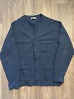 Vintage 1960s Barrie Scotland 100% Pure Lambs Wool Navy Blue Cardigan Sweater M