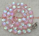 Natural 10mm Pink Gleamy Moonstone Round Gemstone Beads Necklace 16-28