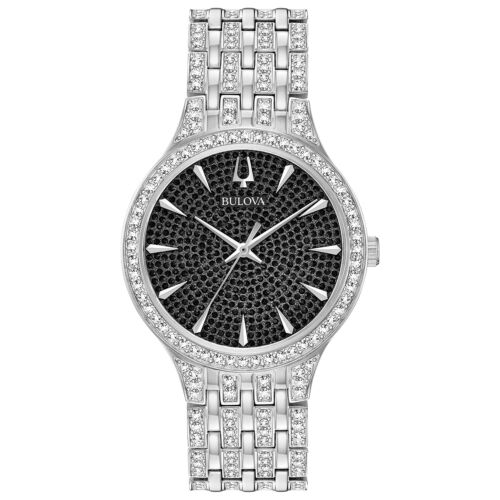 Bulova Men's Phantom Quartz Swarovski Crystal Accents Silver Watch 40MM 96A227