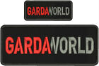 GARDAWORLD  2EMB PATCHES 4X10.5 AND 2X5 VELCR@ ON BACK RED GRAY ON BLACK