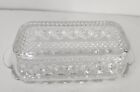 Antique Wexford by Anchor Hocking Glass Covered Butter Dish Diamond Cut with Lid