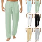 Mens Cotton Casual Beach Yoga Pants Drastring Loose Fit Summer Pants Lightweight