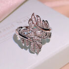 925 Sterling Silver Ring Crystal Tree Leaf Rings Womens Fashion Jewelry