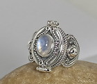 Natural Moonstone Poison Ring 925 Sterling Silver Handmade Ring Anniversary Ring