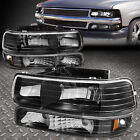For 99-06 Chevy Silverado Suburban Tahoe Headlight Bumper Lamps Black/Amber (For: 2000 Chevrolet Silverado 1500)