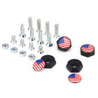 4Pc American Flag Emblem Car License Plate Frame Screws Bolts Caps Cover Nuts (For: Chevrolet)