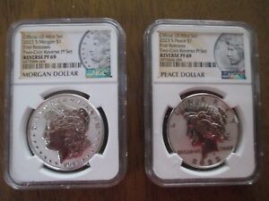 2023-S Reverse Proof Morgan and Peace Dollar 2pc Set NGC PF69 First Releases