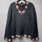 Alexandra Bartlett Sweater Womans Small Grey Lambs Wool Knit Granny Vintage