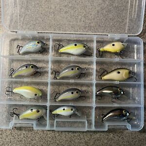 Lot Of 12 Bass Fishing Crankbaits Lures Baits Mixed Lot With Plano Storage Box
