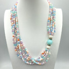 Vintage Multi Strand Pastel Bead Necklace Chunky Tropical Acrylic 25