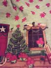 Vintage Christmas Tablecloth / Red Green Poinsettia / Holiday Dining / Linens