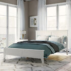Full/Queen/King Size Bed Frame Wood Platform Bed Frame w/ Wooden Headboard White