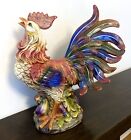 Large Ceramic Rooster Figurine Hand Painted - GORGEOUS