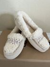 UGG ANSLEY BRAID Cream SUEDE FUR MOCCASIN LOAFER SLIPPERS SIZE US 7 WOMEN