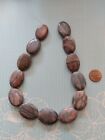 vintage LOT beads pink gray Wonderstone Jasper puffed oval qty 14; 30x22x8mm