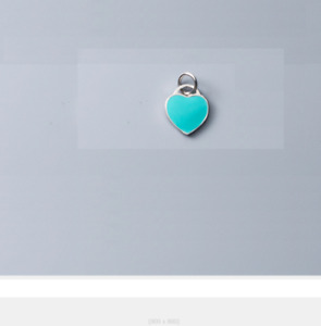 Real 925 Sterling Silver & Blue Enamel Flat Heart Charm 1Pc Jewelry Finding DIY