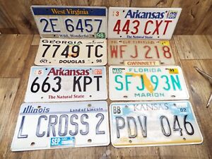 BARN/JUNK YARD FIND 70'S-00'S Vintage Lot of 8- MIXED STATES License Plates -