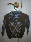 Children's Place Boys Infant 2pc. Dress Shirt & Sweater Vest 24 Mo Brown Plaid