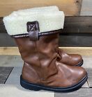 Women’s Faux Leather Snow Boots Size 9.5 (41 EUR), Brown with Faux Fur, Calf