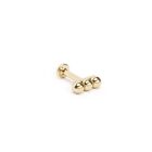 14K REAL Solid Gold Triple Bead Stud Helix Tragus Cartilage Earring Piercing 16G
